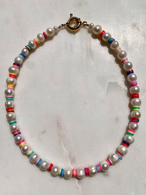 Rainbow pearls necklace - Maeva Gaultier