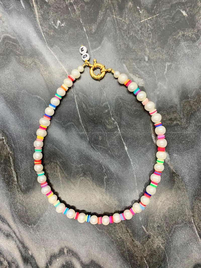 Rainbow pearls necklace - Maeva Gaultier